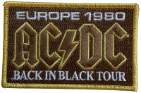 AC/DC - Europe 1980 Back In Black Tour - 6,5 x 10,2 cm - Patch