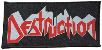 DESTRUCTION - Red-And-White-Logo on Black-Patch - 9 x 18,9 cm - Patch
