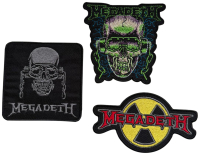 MEGADETH - 3-Patches-Set : Logo 5,9 x 10,2 cm + Vic Rattlehead 8,2 x 8,4 cm + Vic Rattlehead 7,9 x 7,9 cm