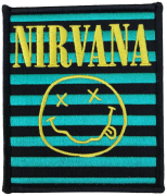 NIRVANA - Logo & Smiley Stripes - 10,1 x 8,7 cm - Patch